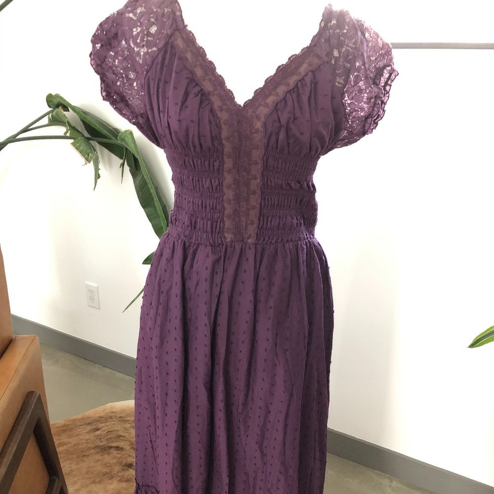 Renaissance Peasant Maiden Boho Cap Sleeve Dress